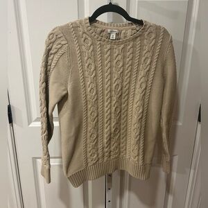 L.L. Bean Beige Cable Knit Sweater